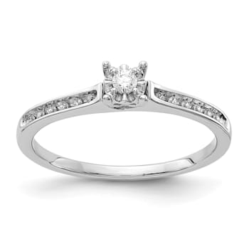 Rhodium Over 14K White Gold Lab Grown Diamond Complete Petite Engagement
Ring 0.1ctw