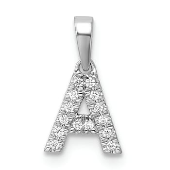 14K White Gold Diamond Letter A Initial with Bail Pendant