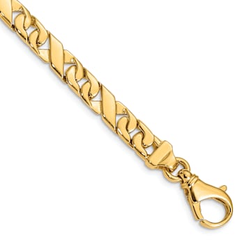 14k Yellow Gold 6.7mm Hand-polished Fancy Link Bracelet