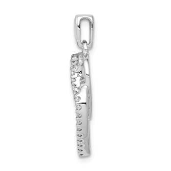Rhodium Over 14k White Gold Diamond Entwined Hearts Pendant