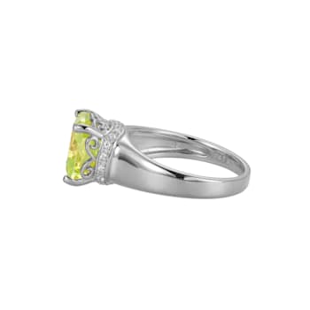 Green And White Cubic Zirconia Platinum Over Silver August Birthstone
Ring 6.98ctw