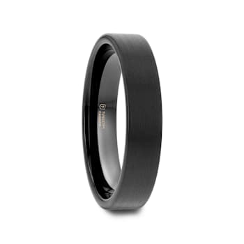 SAN ANTONIO Flat Black Tungsten Carbide Band with Brushed Finish 4mm