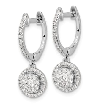 Rhodium Over 14K White Gold Lab Grown Diamond Hinged Hoop Earrings