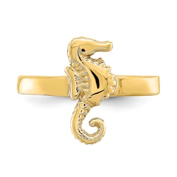 14K Yellow Gold Adjustable Seahorse Toe Ring