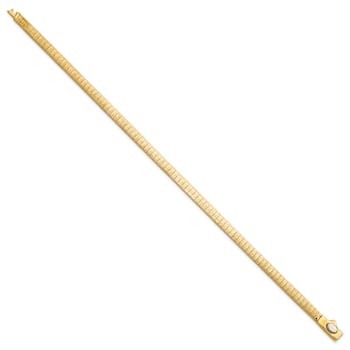 14K Yellow Gold Polished and Satin 4mm 7.5-inch Reversible Omega Bracelet