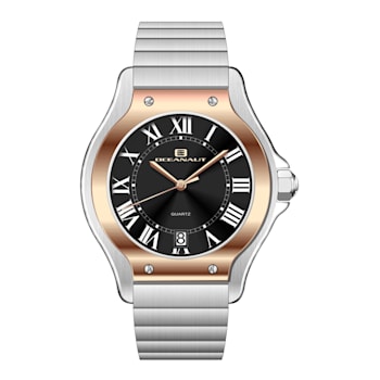 Oceanaut Women's Rayonner Black Dial, Rose Bezel, Stainless Steel Watch