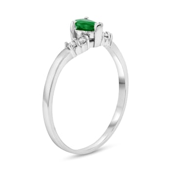 0.33ctw Emerald and Diamond Ring in 14k White Gold
