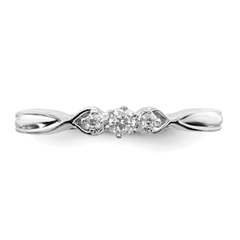 Rhodium Over 14K White Gold Lab Grown Diamond 3-Stone Complete Petite
Engagement Ring 0.1ctw