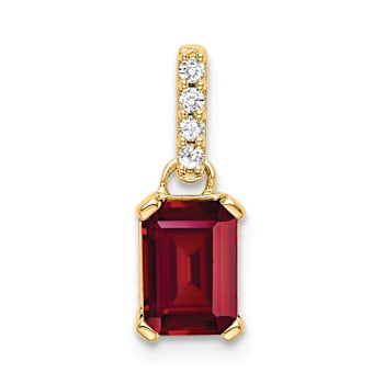10k Yellow Gold 1 ctw Lab Created Ruby and Accent Diamond Pendant