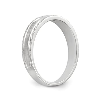 Rhodium Over 14K White Gold AA Quality Trio Ladies Wedding Band