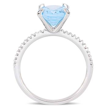 Sky Blue Topaz & Diamond 10K White Gold Ring 3.9ctw