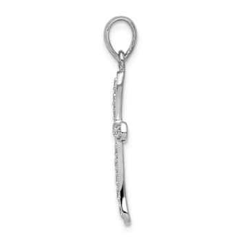 Rhodium Over 14k White Gold Diamond Cross Pendant