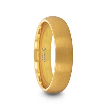 MILLER Gold Plated Tungsten Domed Ring with Brushed Finish 4mm