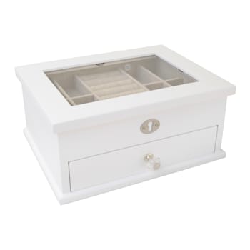 Mele and Co Large Lili Glass Top Wooden Jewelry Box