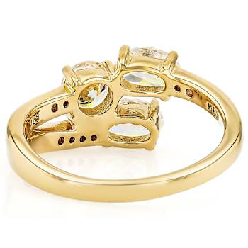 Diamond Simulant And Lab-Created Moissanite Ring In 18K Gold Over
Sterling Silver 1.91ctw