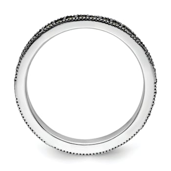 Rhodium Over Sterling Silver Stackable Expressions Marcasite Band