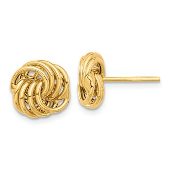 14k Yellow Gold 9.8mm Polished Love Knot Stud Earrings