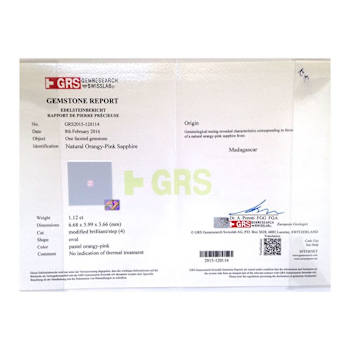 Pink Sapphire Unheated 6.6x5.9mm Oval 1.12ct