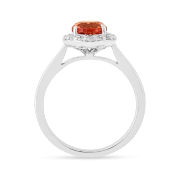 Peach Orange Rhodium Over Sterling Silver Lab Created Padparadscha
Sapphire Halo Ring