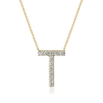 Lab-Grown Diamond Initial T Necklace In 14K Gold Over Sterling Silver 0.50ctw