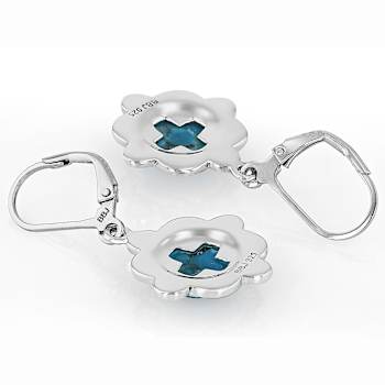Turquoise Sterling Silver Modern Cross Earrings 9x9mm