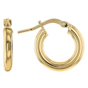 Set Of 3 Tube Hoop Earrings In 18K Gold Over Bronze