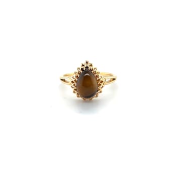 Golden Tiger Eye 10k Yellow Gold Over Sterling Silver Teardrop Ring