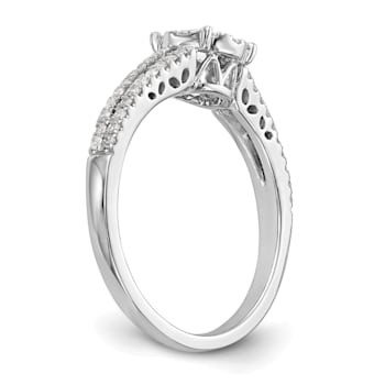 Rhodium Over 14K White Gold Lab Grown Diamond Cluster Engagement Ring 0.475ctw