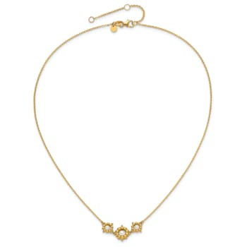14K Yellow Gold Polished Freshwater Cultured Pearl Flower 16-inch with
2-inch Extension Necklace