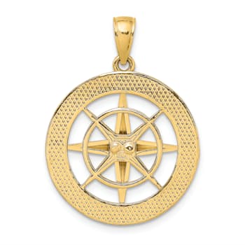 14K Yellow Gold Nautical Compass Charm