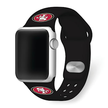 Gametime San Francisco 49ers Black Silicone Band fits Apple Watch
(42/44mm M/L). Watch not included.