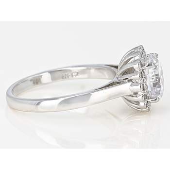 Round CZ Solitaire Statement Ring In Sterling Silver
