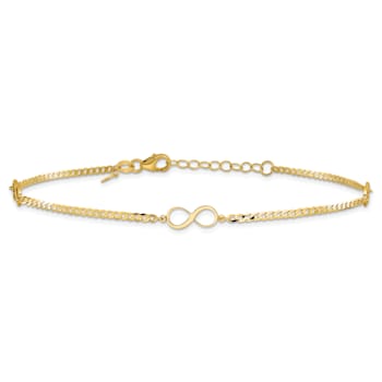 14K Yellow Gold Polished Infinity Symbol 9-inch Plus 1-inch Extension Anklet