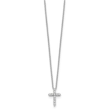 Rhodium Over 10k White Gold 0.25 ctw Diamond Cross Pendant with 18 inch
Cable Chain