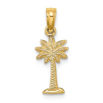 10K Yellow Gold Textured Mini Palmetto Palm Tree Charm