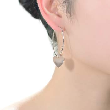 Two-Tone Heart Dangle Hoop Earrings In Sterling Silver And 18K Rose Gold
Over Sterling Silver
