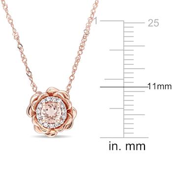 Morganite & Diamond 10K Rose Gold Flower Pendant With Chain 0.37ctw