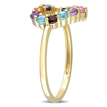 Multi Gem 10K Yellow Gold Ring 0.77ctw