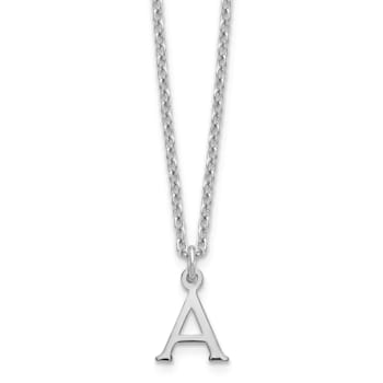 Rhodium Over Sterling Silver Cutout Letter A Initial Necklace