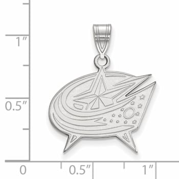 Rhodium Over Sterling Silver NHL LogoArt Columbus Blue Jackets Large Pendant
