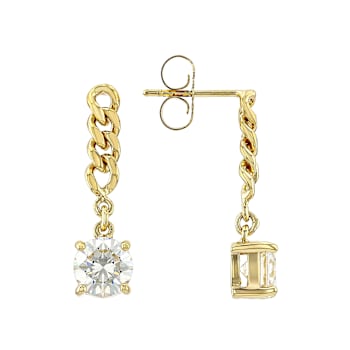 Diamond Simulant Chain Drop Earrings In 18K Gold Over Sterling Silver