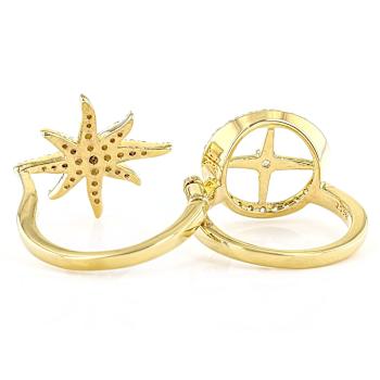 CZ Star Ring In 18K Gold Over Sterling Silver 0.86ctw
