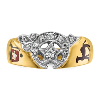 10K Two-tone Yellow and White Gold Men's Enamel and Diamond Masonic
Shriner's Ring 0.152ctw