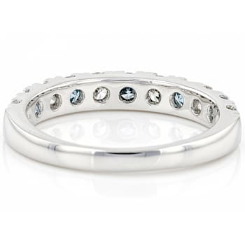 Blue And White Lab-Grown Diamond Band Ring In 14K White Gold 1.00ctw