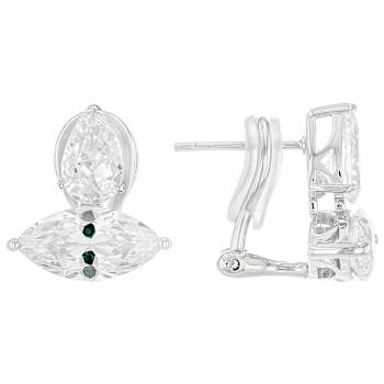 CZ Marquise And Pear Earrings In Platinum-Enhanced Sterling Silver 8.11ctw