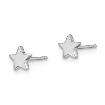 Rhodium Over 14k White Gold Polished Star Stud Earrings