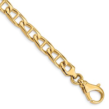 14k Yellow Gold 6.9mm Hand-Polished Fancy Mariner Link Bracelet