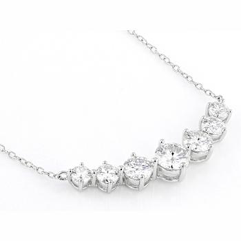 Graduated Moissanite Necklace In Platinum-Enhanced Sterling Silver