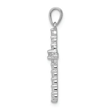 Rhodium Over 14K White Gold Polished 1/4ct. Diamond Cross Pendant