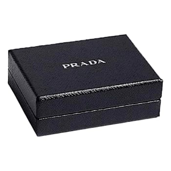 Prada Triangle Saffiano Black Leather Mini Airpods Case with Chain